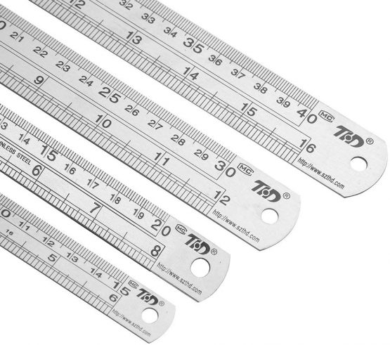 Classic Ruler 12 Inch Stainless Steel Ruler Straight Edge Metal Rulers for Measuring Tool 6 Pack Set - Image 3