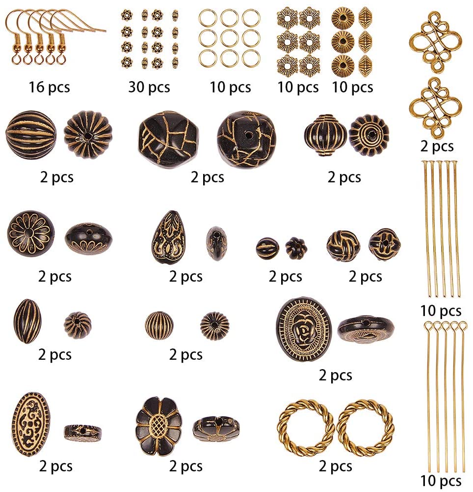 SUNNYCLUE 1 Box DIY 8 works Acrylic Earrings Making Starter Kit for Women Golden Metal Enlaced Beads Cellulose Acetate dangle drop hook earrings Supplies for Beginners Adults Women Girls Gift - Image 2