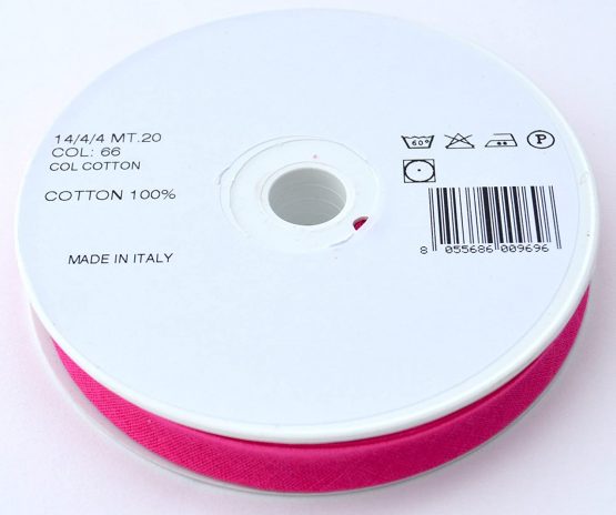 Inastri 14/ 4/ 4 mm Cotton Bias Binding, Pink (Shocking Pink) 66 - Image 3