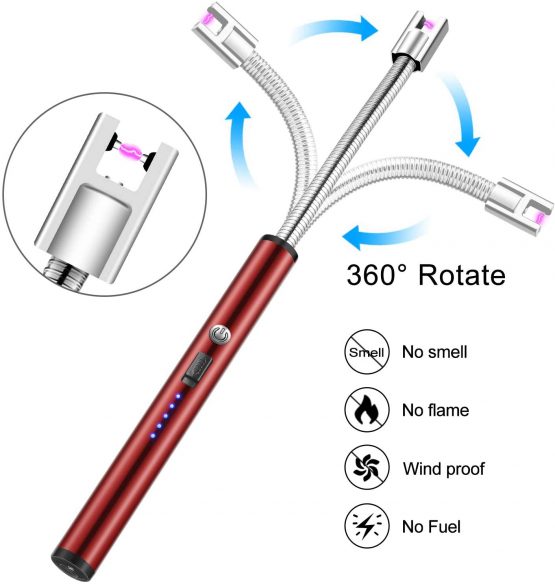 MOSUO Candle Lighter, Electric Arc Lighter USB Rechargeable Windproof Flameless Lighter, Electronic Lighter Long Lighter for Candles, Kitchen, Barbecue, Fireworks - Image 2