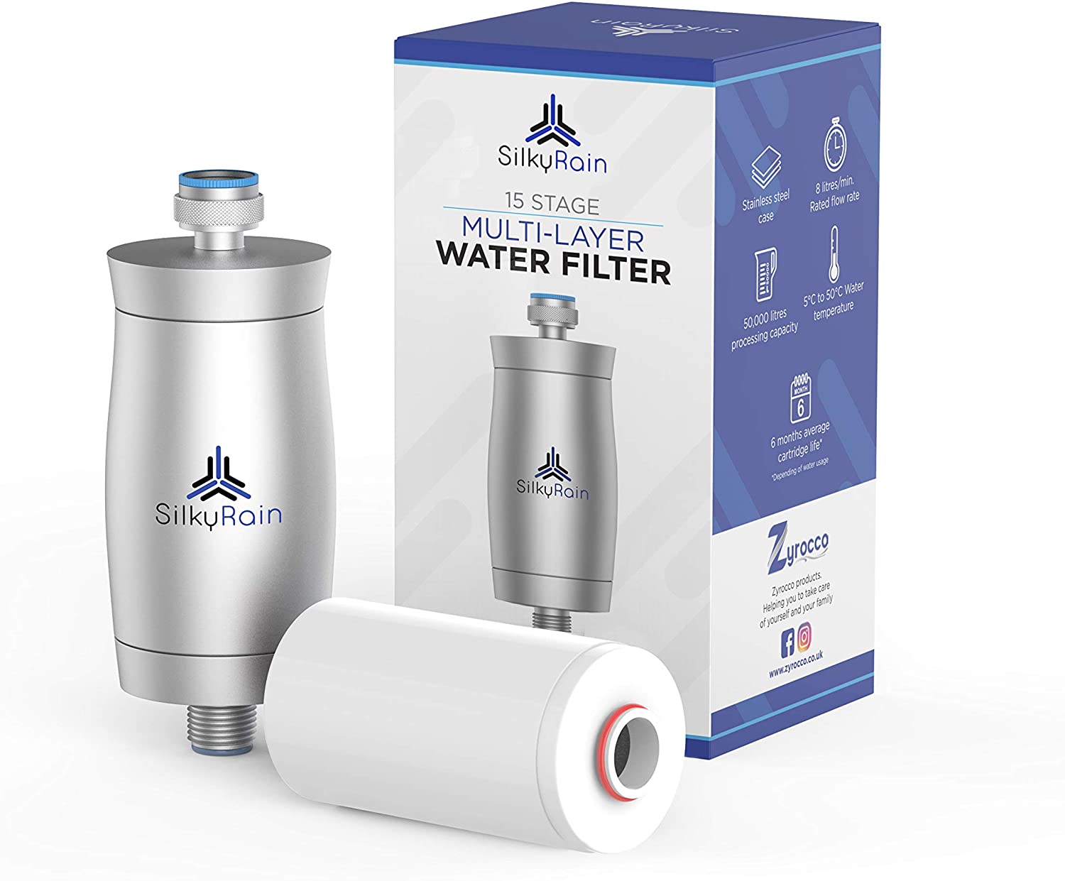 Silky Rain Shower Filter Hard Water UK. Makes Water Softer, Purifies