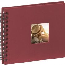 Hama Fine Art photo album, 50 black pages (25 sheets), spiral bound album 24 x 17 cm, with cut-out window, burgundy