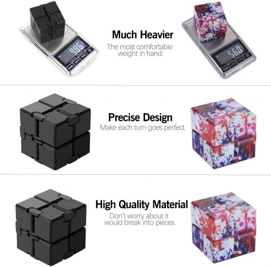 Funxim Infinity Cube Fidget Toy, EDC Fidgeting Game for Kids and Adults, New Version Cool Mini Fidget Finger Toy Best for Stress and Anxiety Relief and Kill Time, Scrub (Black) - Image 4