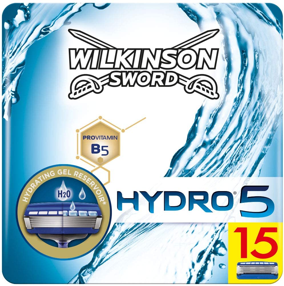 Wilkinson Sword Hydro 5 Men's Razor Blades, 15 Pieces, blue, 15 count (Pack of 1)
