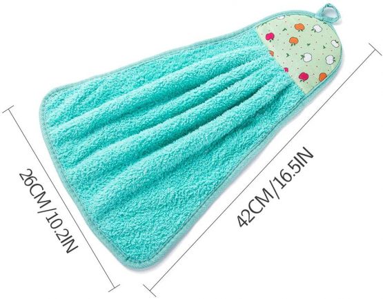 Icecode 4 Pcs Hand Towel for Kitchen Hanging Loop Soft Coral Small Soft Dish Towels Wipe Cloth for Kitchen Bathroom Use - Image 2