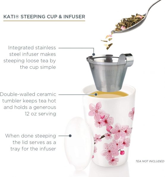 Tea Forte KATI Hanami Cup Ceramic Tea Brewing Cup with Infuser Basket 11.86 oz by Tea Forté - Image 2