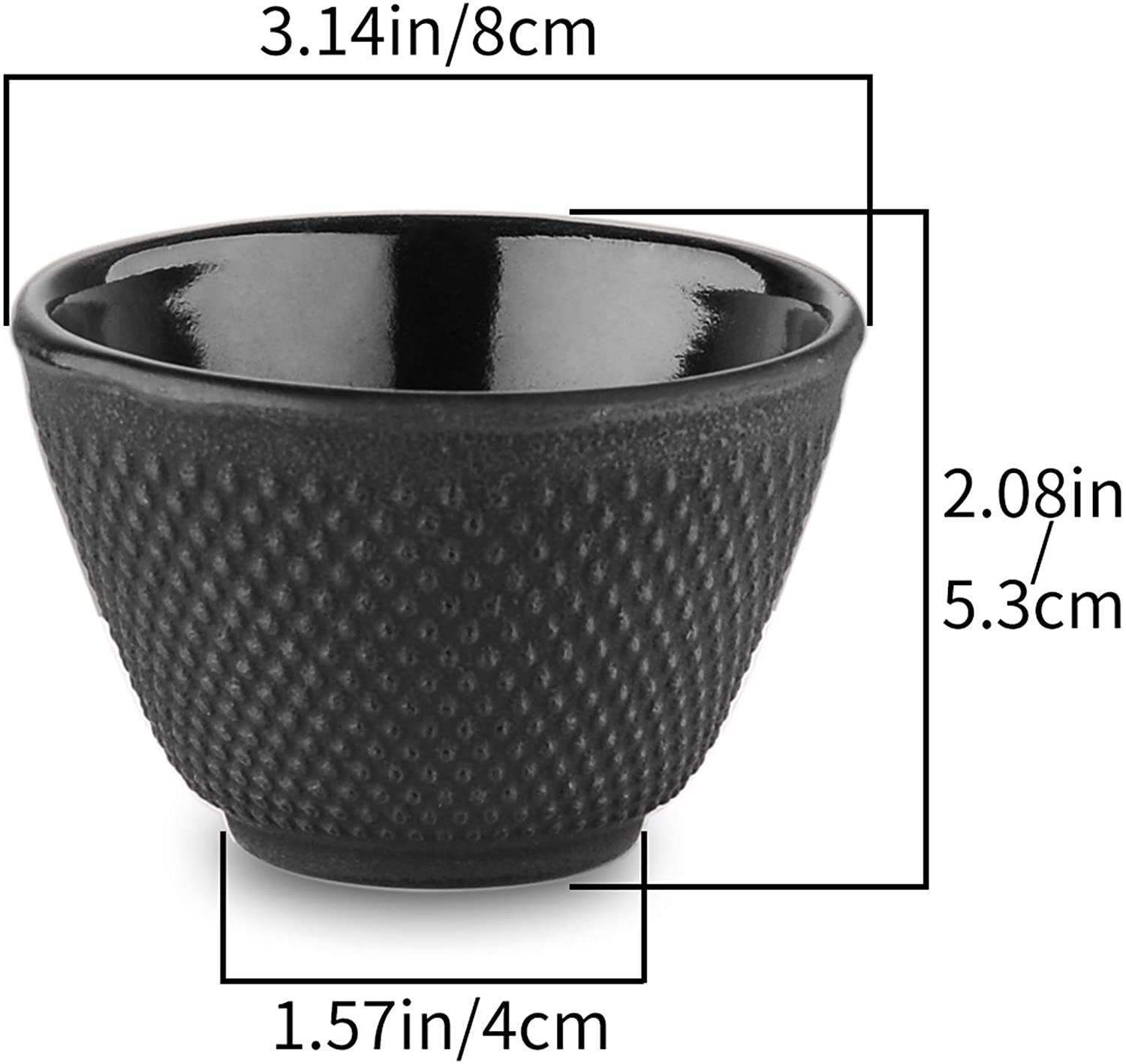 Velaze Iron Tea Cups, Japanese Style Enameled Cast Iron Teacup Set of 2, Polka Dot Iron Retro Cup (120ML) - Image 2