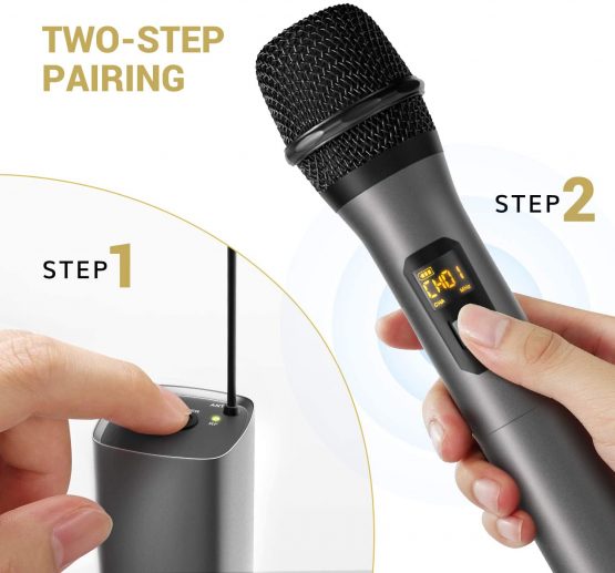 Wireless Microphone, TONOR UHF Dual Cordless Metal Dynamic Mic System with Rechargeable Receiver, for Karaoke Singing, Wedding, DJ, Party, Speech, Church, Class Use, 200ft (TW-630) - Image 4