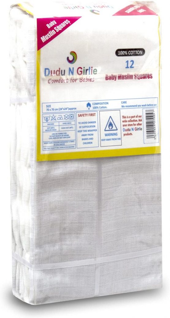 12 Pack Large 70x70 Baby Muslin Squares - 100% Natural Soft Cotton Baby Muslin Cloths - Soft Muslin Wash Cloths, Muslin Swaddle Blanket, Blue - Image 3