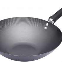 KitchenCraft KCOR3 World of Flavours 30 cm Non Stick Wok for Induction Hob, Carbon Steel, Large Stir Fry Pan, Black