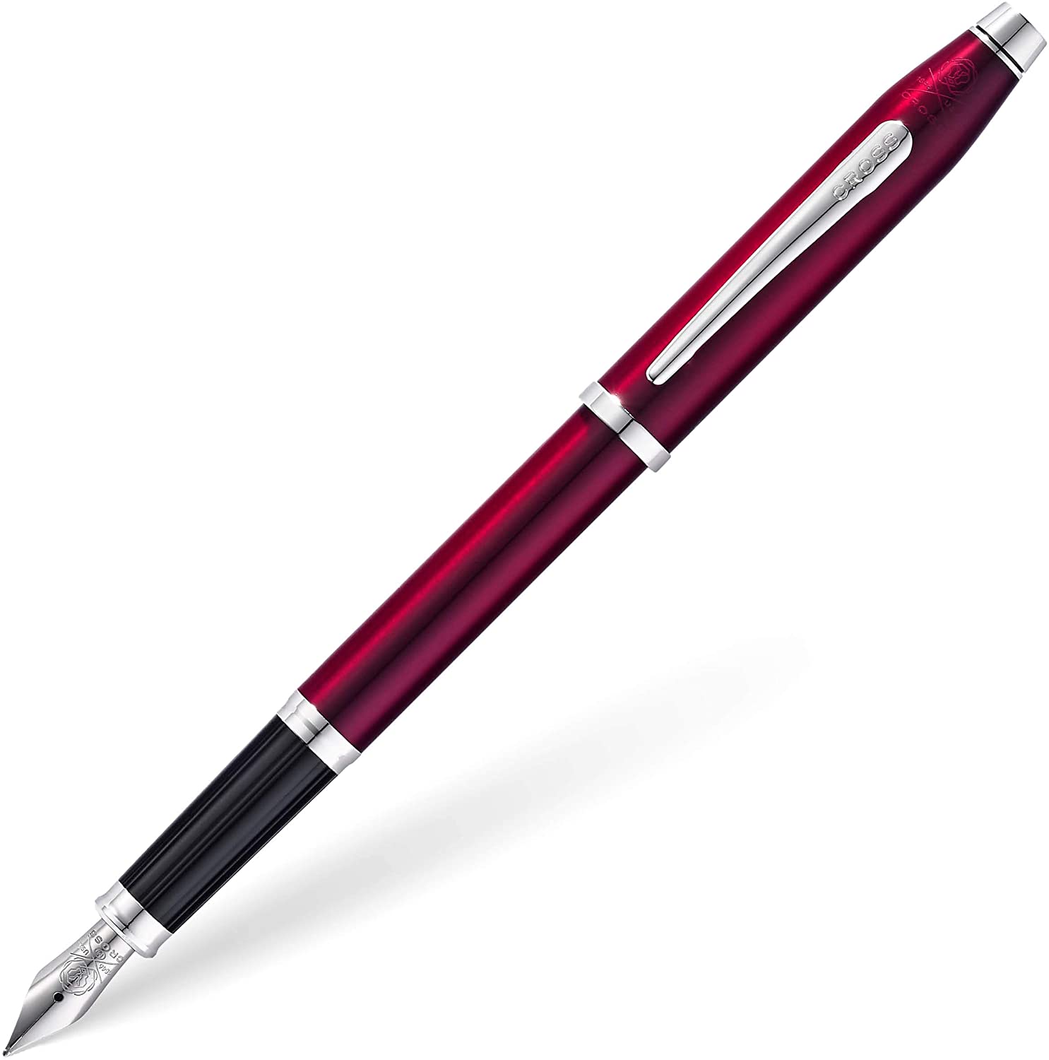 Cross Century II Translucent Plum Lacquer Fountain Pen with Rhodium-Plated Appointments and Stainless Steel Fine Nib