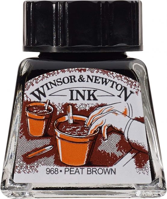 Winsor & Newton 14ml Drawing Ink Bottle - Peat Brown