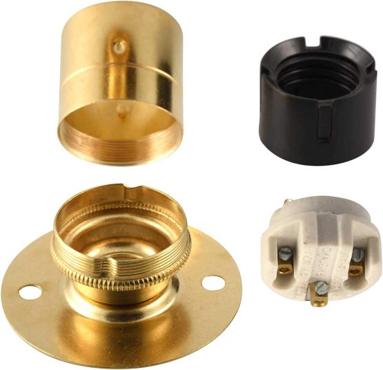 ES E27 Batten Lamp Bulb Holder with Plain Skirt Ideal for Vintage Filament Bulbs Brass - Image 3