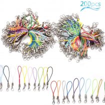 Yueser Lobster Clasp Phone Lanyard, 200pcs Color Cell Phone Charm Lanyard Phone Clasp Rope for Trinkets,Keyring Hand Wrist Strap or other handmade making accessories