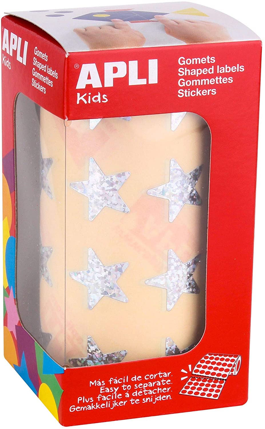 Apli Kids 12046 Roll of 1416 Silver Star Stickers, 19,5mm