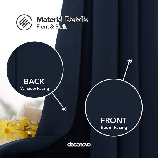 Deconovo Room Darkening Curtains Eyelet Blackout Curtains Thermal Insulated Curtains for Boys Bedroom Navy Blue 42 x 54 Inch 2 Panels - Image 3