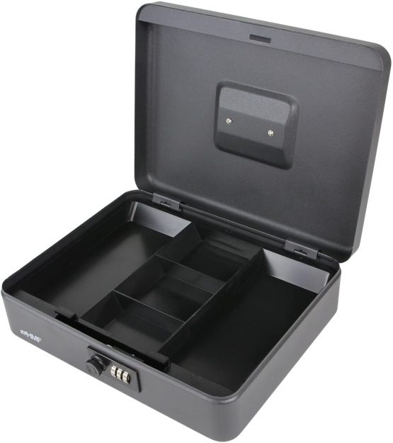 HMF 10017-02 Cash Box Combination Lock, 30 x 24 x 9 cm, black