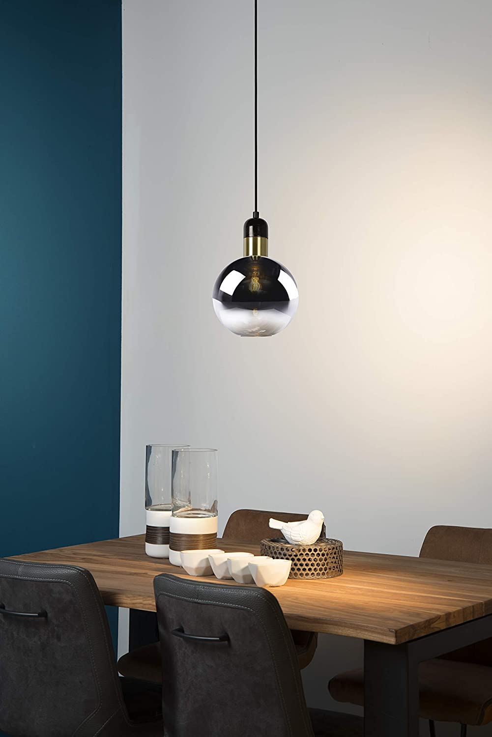 LUCIDE Julius - Pendant Light - diameter 20 cm - 1xE27 - Smoke Grey - Image 3