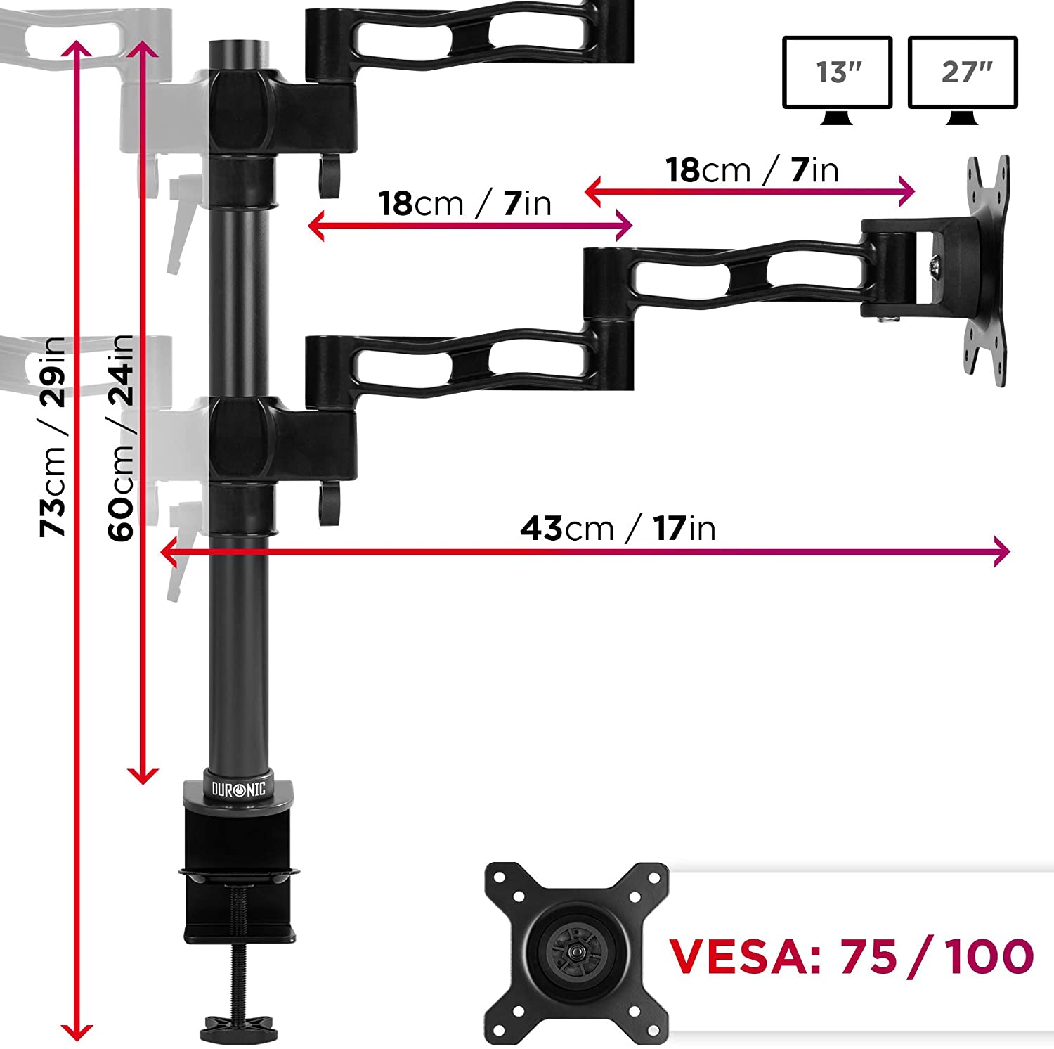 Duronic Quad Monitor Arm Stand DM354 - Image 3