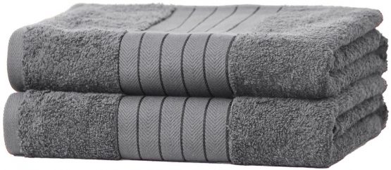 Brentfords Luxury 2 x Jumbo Bath Sheets Extra Large Towels Bale, 100%-cotton, Grey, 145 x 90cm