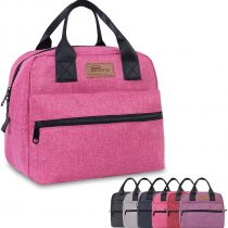 HOMESPON Lunch Bag Insulated Large Capacity Cool Bag with Frosted Waterproof Fabric Handbag Portable for Women Men and Students at School Office Picnic (Black)