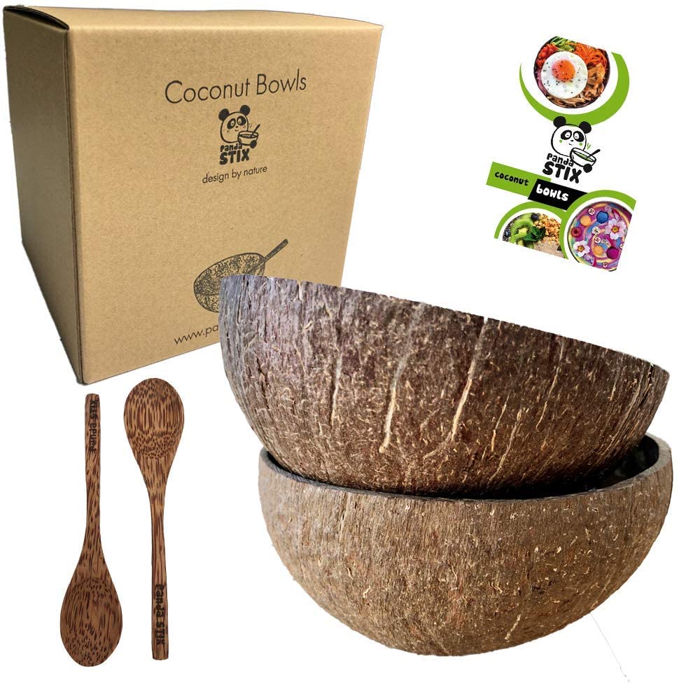 Coconut Bowl and Spoon – Set of 2 | Natural Set | Made from 100% Real ...