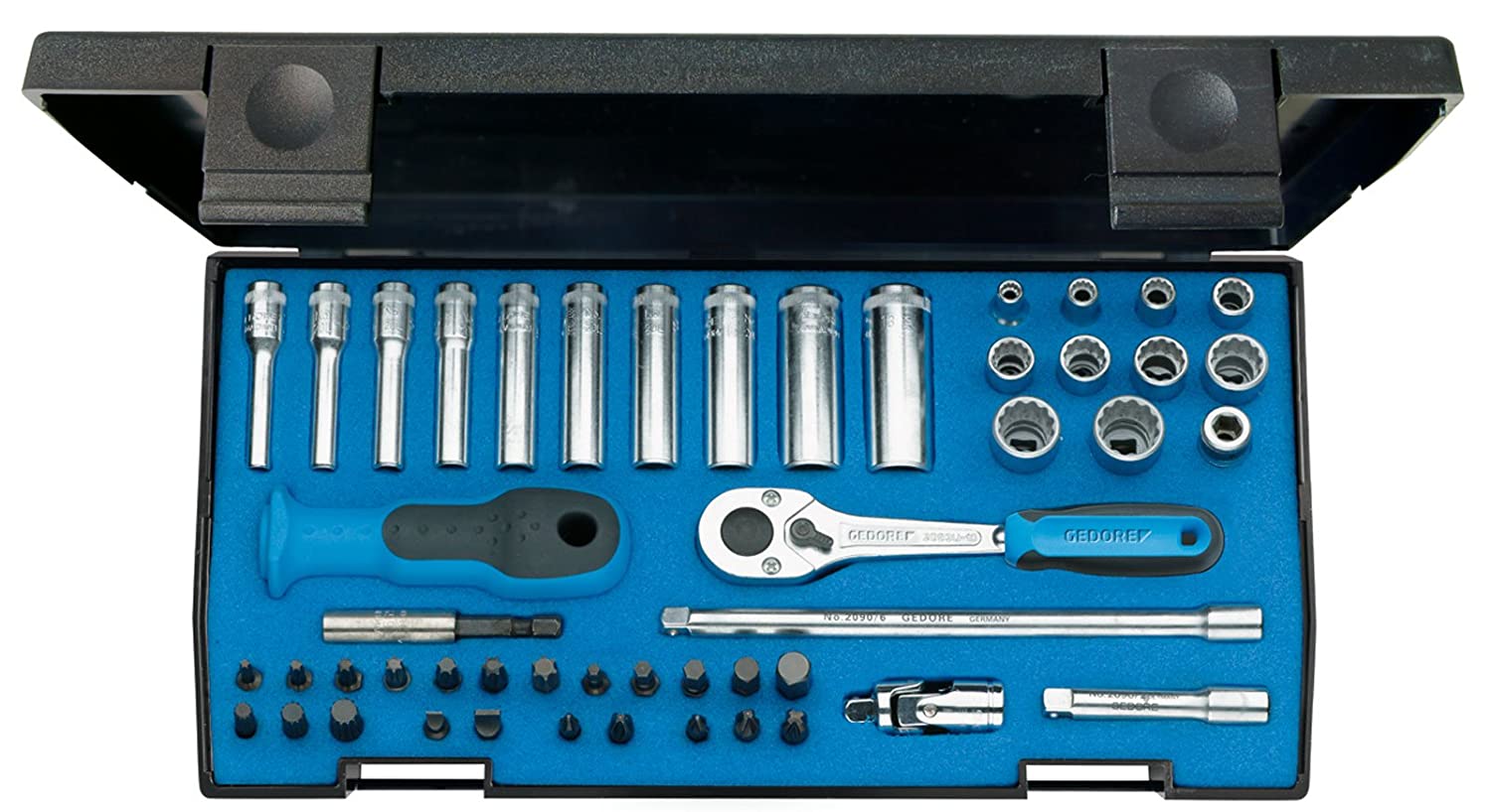 Gedore 20LMU-10 1/4-Inch Tool Set - Blue/Silver (49-Piece), Variety pack