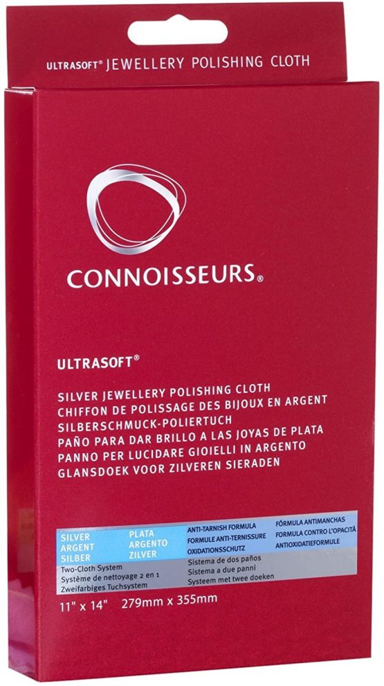 Connoisseurs Silver Jewellery Cleaning Cloth - Ultrasoft Polishing Cloths to Clean, Buff & Restore Shine - 100% Cotton Fiber - 28 x 35cm