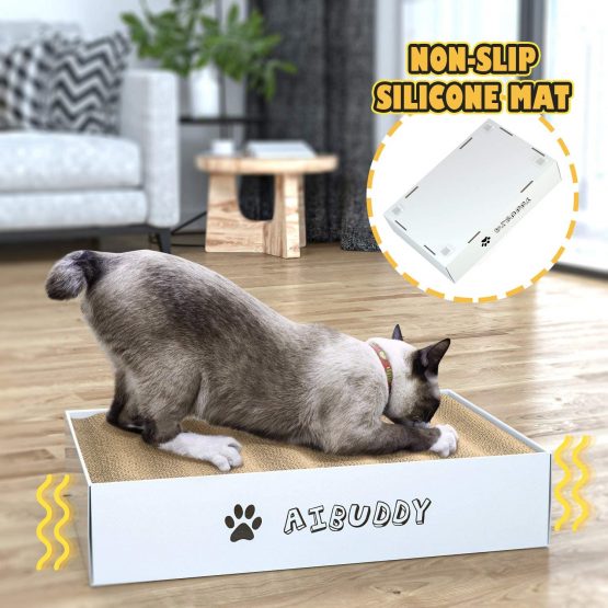 Aibuddy Cat Scratcher, 3PCS Cat Scratching Pads Lounge Bed Reversible Cardboard with Organic Catnip [ Home Clean Design with Scratcher Box ] - Image 3