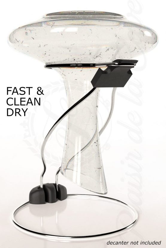 Plaisir de la Cave 2in1 Wine Decanter Drying Stand – Fast Spotless Carafe Dryer & Compact Folding Rack for Safe Storage - incl. Black Rubber Top (Non Slip & Anti Scratch) - Image 2