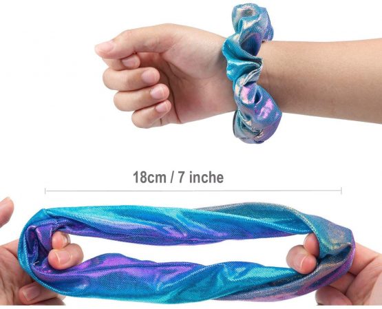 20 Pieces Shiny Metallic Scrunchies,AUERVO Hair Scrunchies Sparkle Scrunchy Colorful Hair Ties Ropes Elastic Ponytail Holder for Girls and Women - Image 4