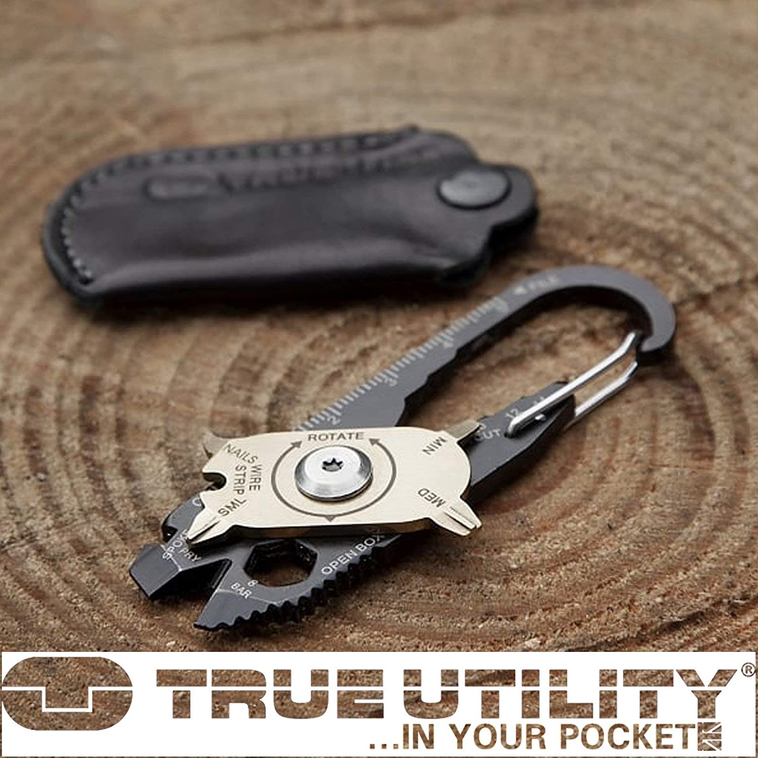 TRUE Fixr Rotary 20 In 1 Pocket Keychain Multi Tool, 20 Pocket EDC Tools, Flight Safe Box Cutter Knife Blade, Wire Stripper - Image 4