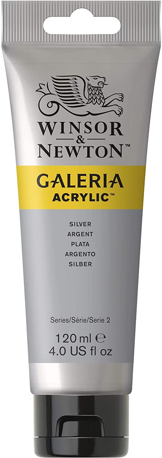 Winsor & Newton 120ml Galeria Acrylic Paint - Silver, 120 ml (Pack of 1)