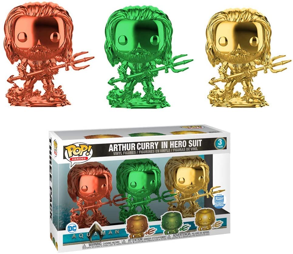 Funko Pop! Heroes: DC Aquaman - Arthur Curry in Hero Suit Exclusive Chrome 3-Pack
