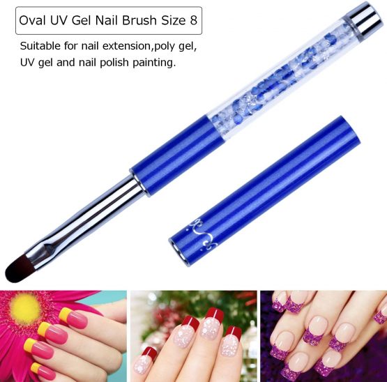 1Pc Oval UV Gel Nail Brush Rhinestone Handle Professional Nail Art Tools Size 8 - Image 3