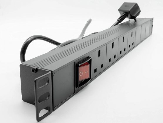LMS Data 4 Way 13a Switched PDU For Server Cabinets And Data Centers. UK Plug input Rackmount, 1.8M Cable. for Horizontal Placement in Data or Server Enclosures