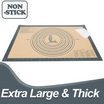 Silicone Baking Mat Sheet Non-Slip Pastry Mat with Measurement 40 × 60 cm, Non-Stick Dough Kneading Board Mat with Scraper, Extra Large Pastry Rolling Mat, Fondant Mat (Grey)