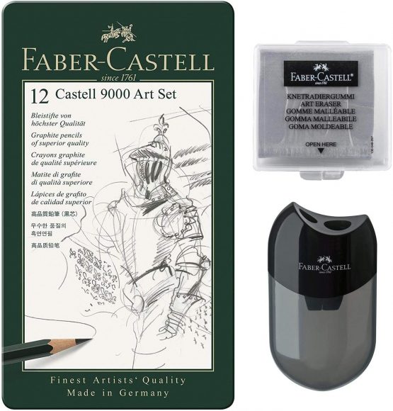 Faber-Castell 119065 – Pencil Castell 9000, Set of 12 Art Set, Contents 8B – 2H