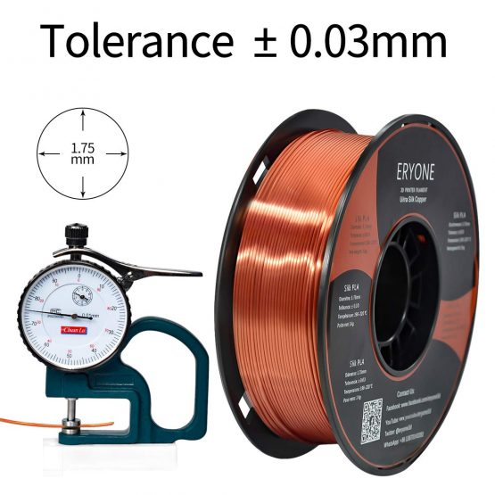 ERYONE Ultra Silk PLA Filament for 3D Printer, 1.75mm, Tolerance: ±0.03mm, 1kg (2.2LBS)/Spool, Copper - Image 3