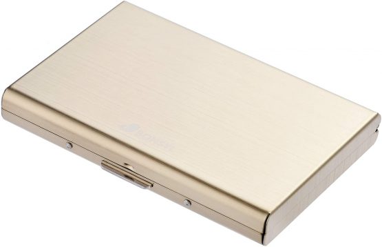 RFID Slim Metal Credit Card Holder Wallet for Ladies and Men,Credit Card Caes for Against Electronic Pickpockets & Identity Theft. (Gold)