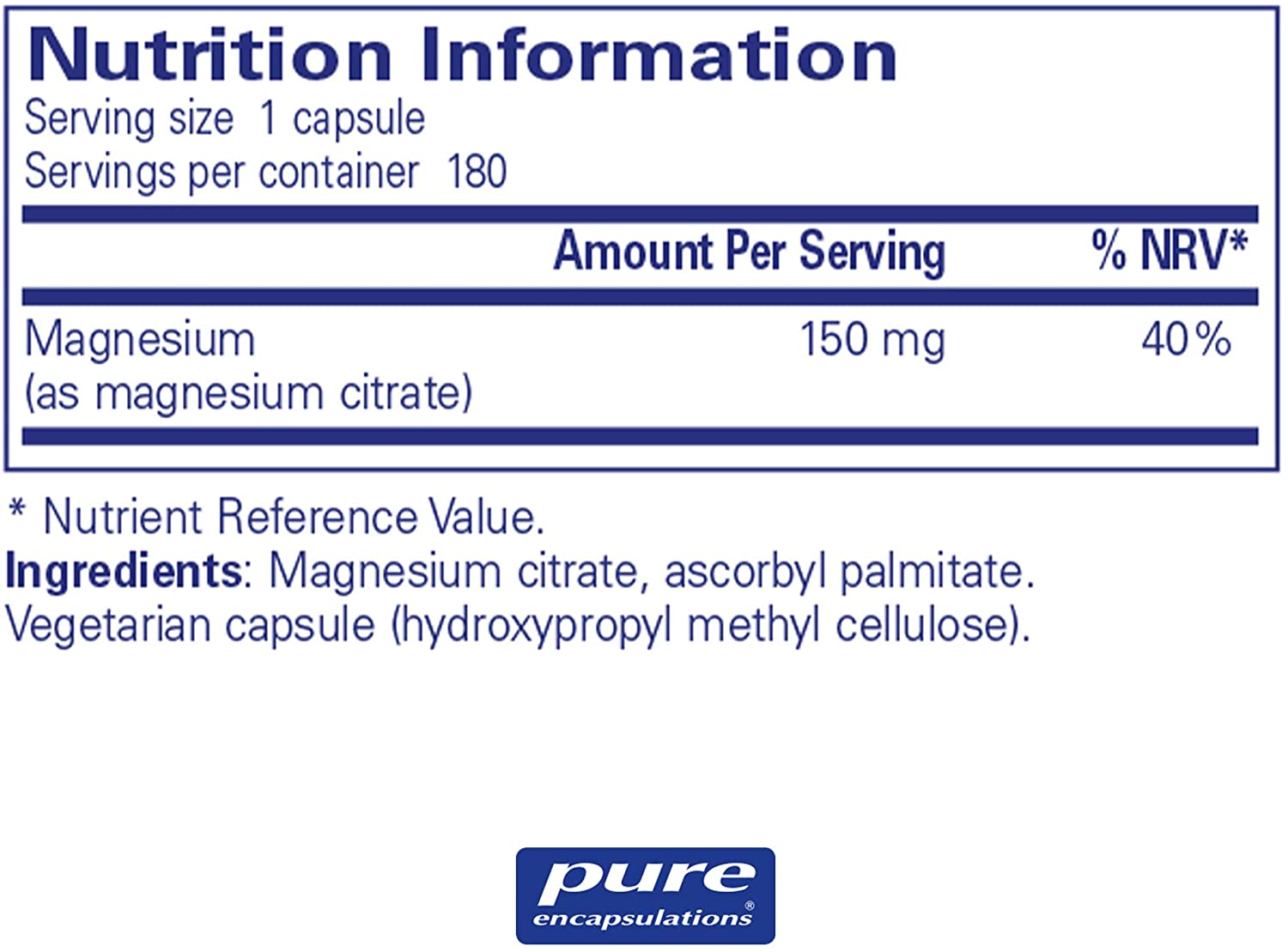 Pure Encapsulations Magnesium (Citrate) 150mg - Highly Bioavailable Magnesium Chelate - 180 Capsules, 180 count (Pack of 1) - Image 2