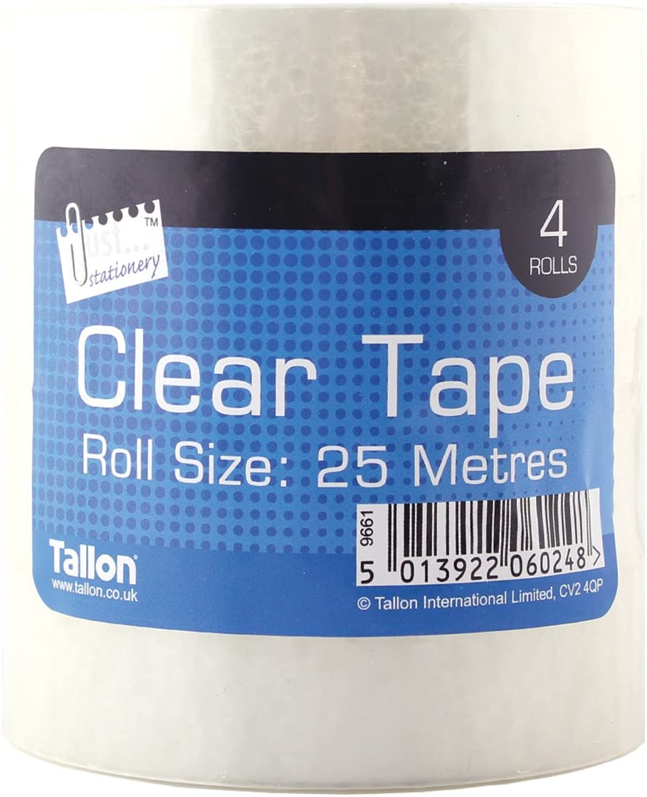Just stationery 25mm Clear Tape (Roll of 4) 6024, 4 Rolls 24mm