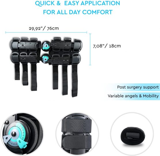 Soles Universal Hinged Knee Brace Telescoping ROM Knee Orthosis, Adjustable Leg Stabilizer - Post Operative Injury Support for ACL, PCL, MCL or LCL - One Size Fits Most - Unisex Black - Image 4