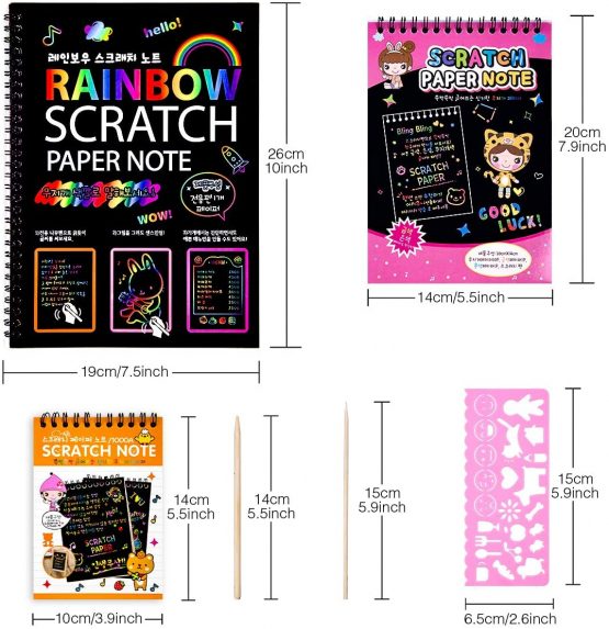 MELLIEX 3 Packs Scratch Art Notes for Kids, Magic Scratch Paper DIY Art Crafts Set for Girls Boys Birthdays Party Gift - Image 4