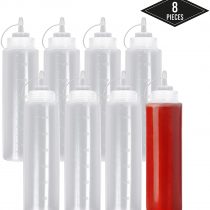 MATANA - 8 Squeeze Sauce Bottles with Caps - BPA Free - 680ml
