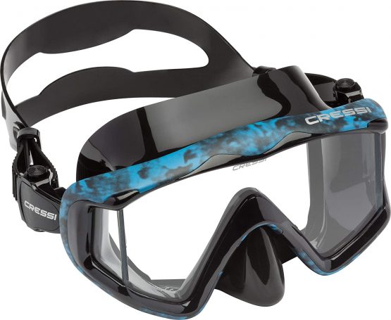 Cressi Unisex's Liberty Triside Panoramic View Tempered Glass Lens Premium Scuba Snorkeling Mask, Blue Camo, One Size - Image 2