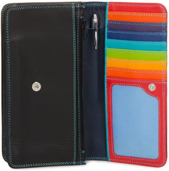Leather women's Wallet MYWALIT -Medium Matinee Wallet - 237-4 Black Pace - Image 3