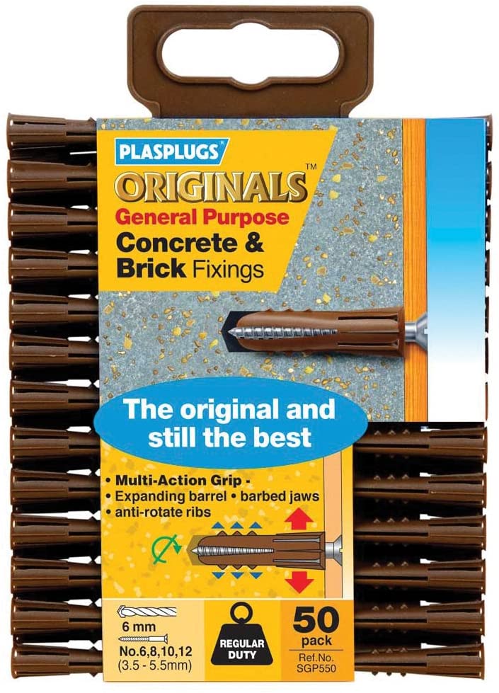 Plasplug SGP550 General Purpose Multifix Fixings Available in Brown or red Color (May Vary) These Versatile fixings are Designed for a Wide Range of Applications