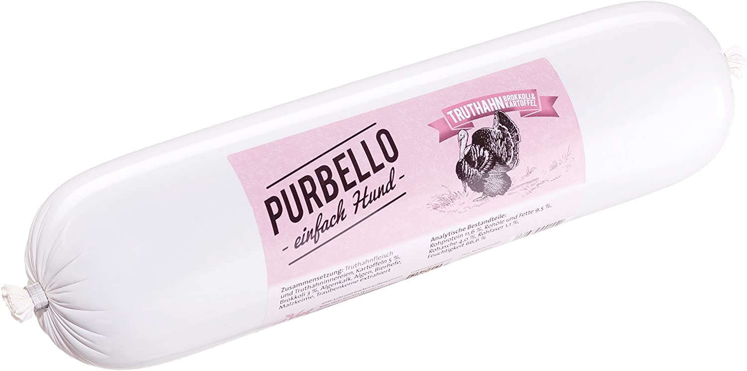 PurBello 8x Dog Food Turkey 800 g, Pet Food Dog Kibble, 800 g (Pack of 8)