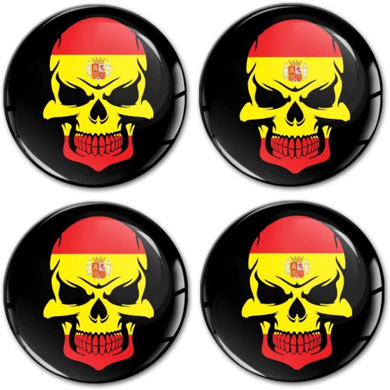 Biomar Labs® 4 x 60mm 3D Domed Car Wheel Centre Rims Hub Spain Spanish Flag Stickers Decals For Caps Vehicle Auto Tuning Emblem A 9160